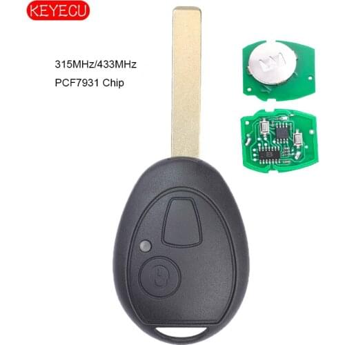 KEYECU Aftermarket Replacement Remote Key 2 Button 315MHz / 433Mhz PCF7931AS for BMW Mini Copper, Land Rover 75 MG ZT
