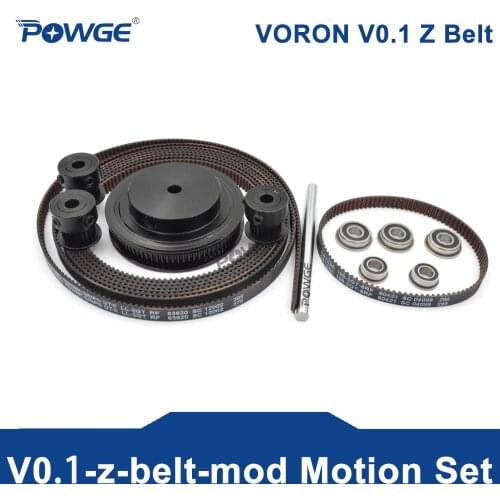 POWGE Voron 0.1-zbelt-mod-bom Motion Set GT2 LL-2GT RF Open Belt 2GT 20T/80Teeth Pulley F695-2RS F105-2RS Bearing 5X72mm Shaft