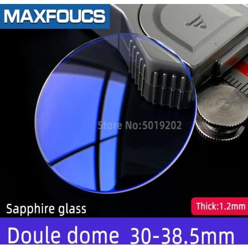 Sapphire glass lens antireaction Blue AR-coating Double dome 1.2mm thick 30mm ~ 38.5mm dia watch glass replacement parts
