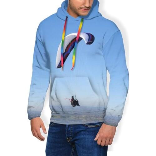 Paraglider Hoodie Paraglider Westbury White Horse Wiltshire UK Hoodies Polyester Fashion Pullover Hoodie Hoodies