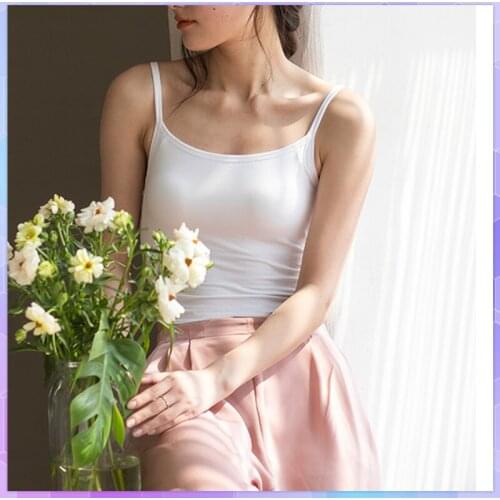 Top Women Camis Halter Top Women Camisole Summer Sexy Sleeveless Strap Tank Top Chest Pad Underwear White Tube Top Plus Size