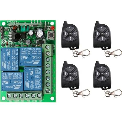433Mhz Universal Wireless Remote Switch DC 12V 24V 4 CH 4CH relay Receiver Module and RF Remote Control 433 Mhz Transmitter