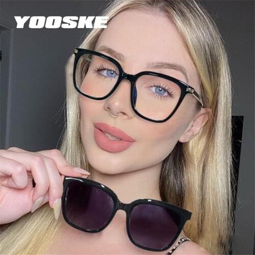 YOOSKE Brand Square Sunglasses Polarized Women Magnetical Clip On Sun Glasses TR90 Anti Blue Light Eyeglasses Driving Eyewear