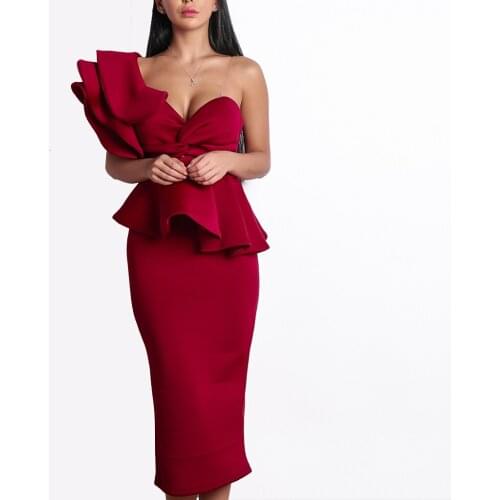 2019 Summer Dress Women Sexy Bodycon Dress Off Shoulder Bandage Dresses Female Ruffles Backless Elegant Club Dress Vestido