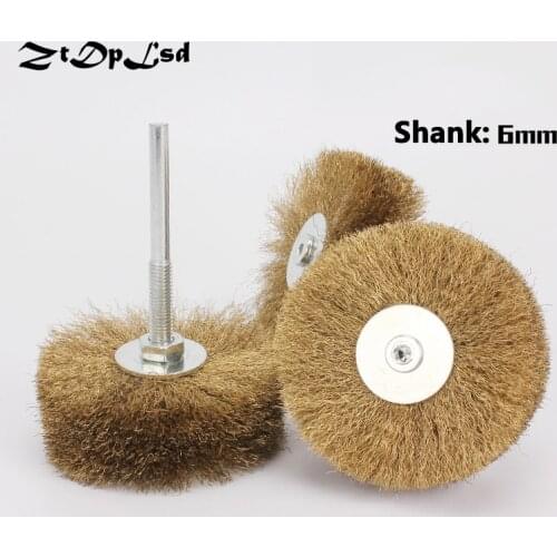 ZtDpLsd 1Pcs 6MM Shank 80mm Wire Polished Flower Head Brush Wood Furniture Carving Relief Polishing Grinding Brush Electric tool