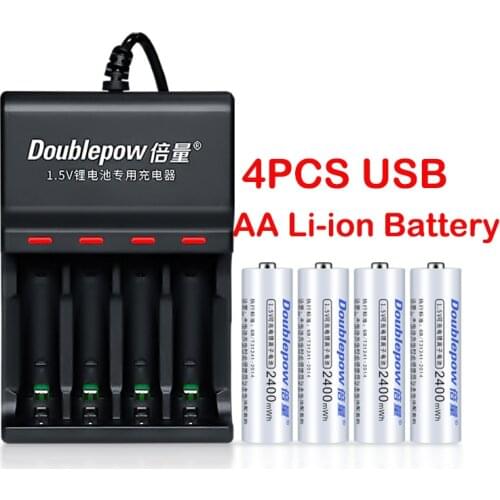 1.5V AA Rechargeable Battery 2400mWh USB Rechargeable Li-ion Batteries for Remote Control Electric Toy Battery USB Smart Charger