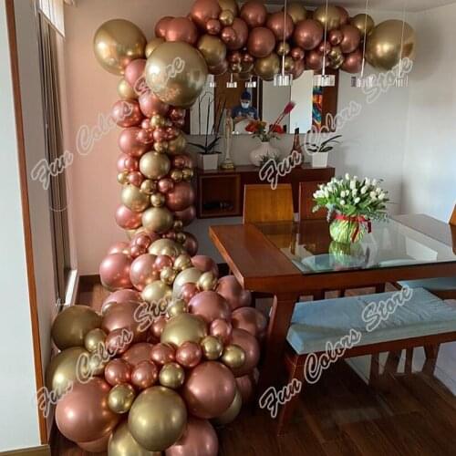 128pcs Rose Gold Birthday Decoration Party Background Supplies Baby Shower Kids Toy Golden Holidays Dinner Table Balloon Garland