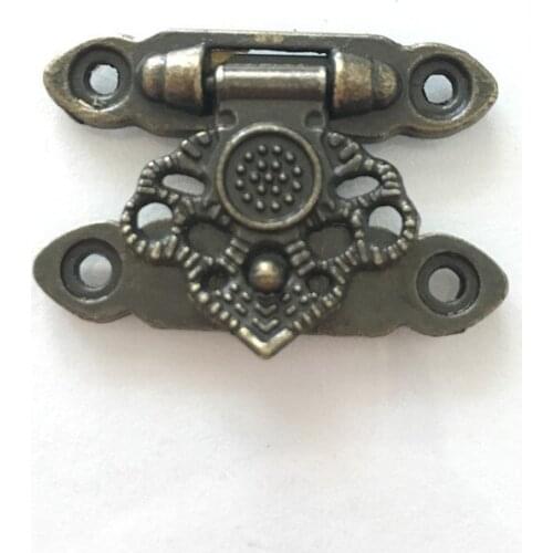 2Pcs Antique Alloy Decor Jewelry Trinket Wooden Box Hasp Clasps Latch Hook,Bronze