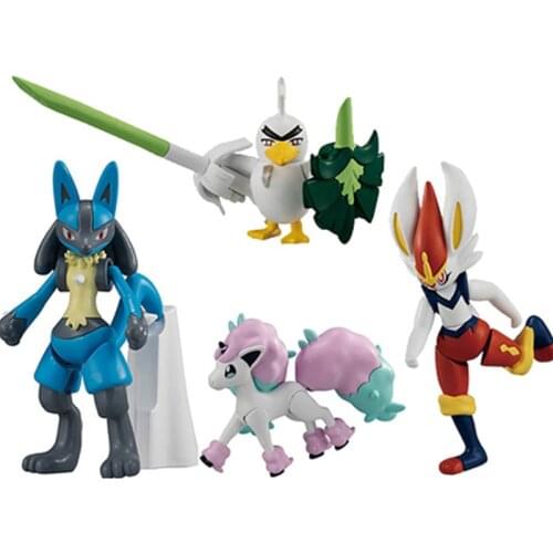 4pcs Bandai Pokemon Toys Anime Figure Collection Lucario Sirfetch'd Gacha Genuine Model Action Toy Figure Toys for Children