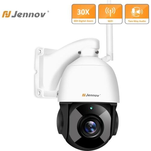 Jennov 5MP 30X Zoom WiFi PTZ HD IP Camera CCTV Security Speed Dome Wireless Camera Two Way Audio IR Video Surveillance Outdoor