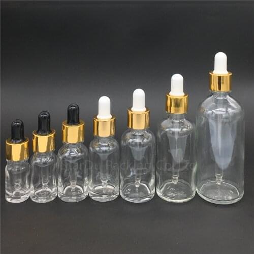 500pcs 5ml/10ml/15ml/20ml/30ML/50ml/100ml Reagent Eye Dropper transparent Glass Aromatherapy Liquid Pipette Bottle Refillable