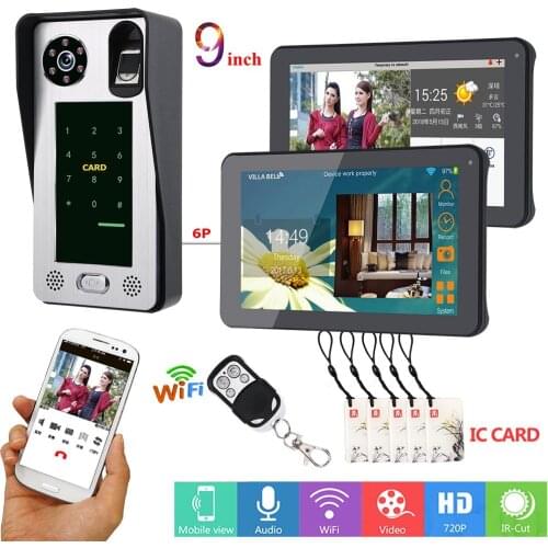 9 Inch Apartment Intercom Wired WiFi Video Door Phone Doorbell Intercom System 1000TVL Wire IR-CUT Camera Night Vision