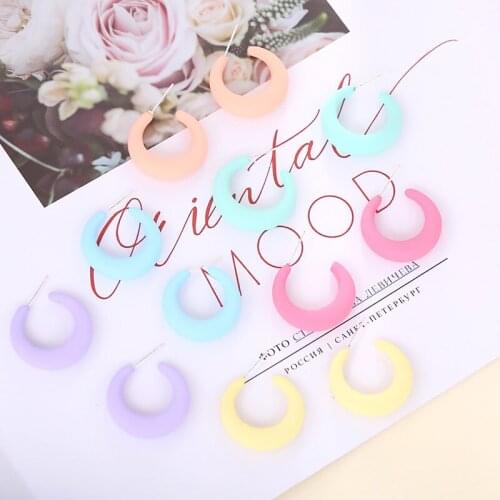 Candy Color Acrylic Five-pointed Star Moon Stud Earrings Trendy Korean Yellow Pink Blue Earrings Girls Gift Jewelry Accessories