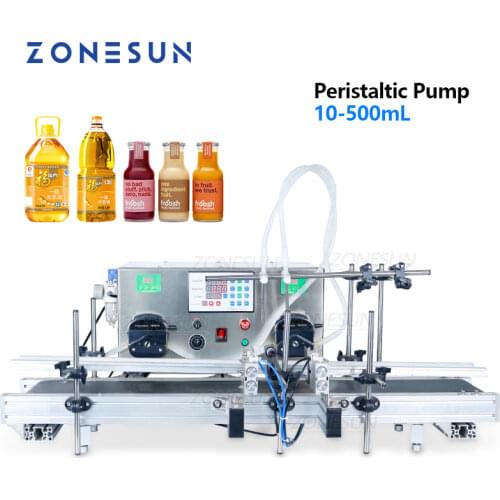 ZONESUN Automatic 2 Heads Peristaltic Pump Perfume Essential Oil Milk Filling Machine Beverage Bottle Filler