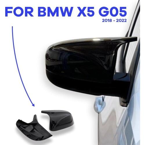 Side 2pcs Bright Glossy Black Rearview Mirror cover Caps Replacement M style For BMW X5 G05 2018 - 2022