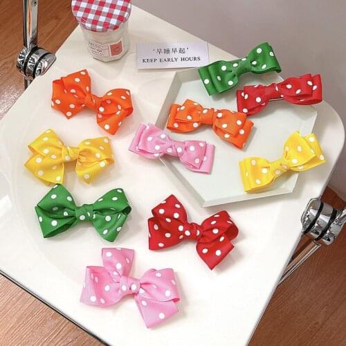 Children Cute Colors Dot Double Knotted Bow Ornament Hair Clips Girls Lovely Sweet Barrettes Hairpins Kids Hair Accessories