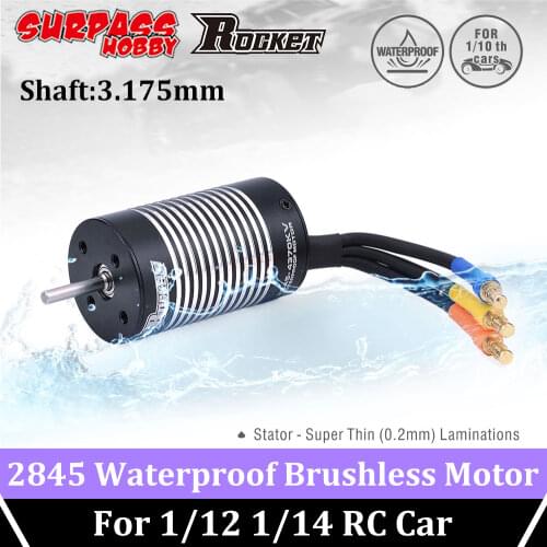 Surpass Hobby Rocket 2845 Brushless Motor Waterproof Motors Shaft 3.175mm 3100 3800 4370 5000 5900KV for 1/12 1/14 Rc Car WLtoys