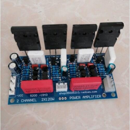 Dual DC20-45V 100W*2 5200 1943 A1943 C5200 tube 2.0 channel stereo audio amplifier board