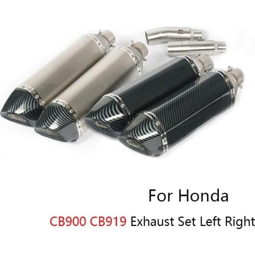 Dual-outlet for Honda CB900 CB919 Motorcycle Exhaust Pipe Mid Link Pipe Slip On 51mm Mufflers Removable DB Killer Escape L R