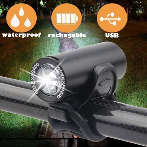 RUTVEING LED Bike Front Light 400Lumen USB Rechargeable Outdoor Bicycle Headlight Waterproof Cycling Lamp Mount Bike Accessories