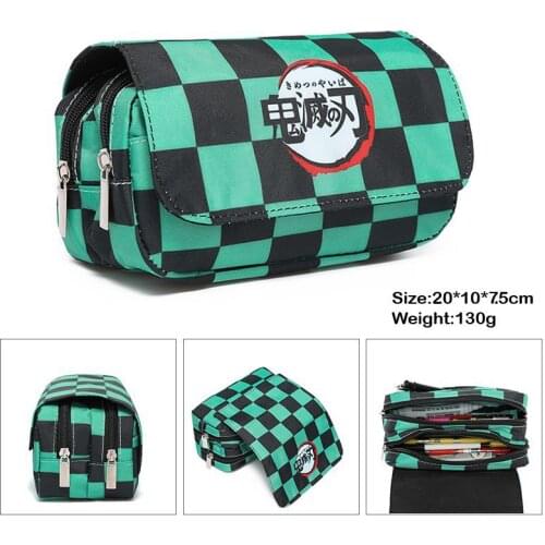 Demon Slayer Canvas Pencil Case Wallet Purse School Pen Zipper Bag Animal Cartoon Kids Boys Girl kawaii school supplies