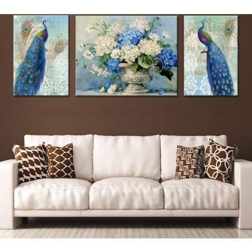 Art Ou the peacock canvas painting posters and prints banksy nordic poster wall pictures for living room Modular wall paintings