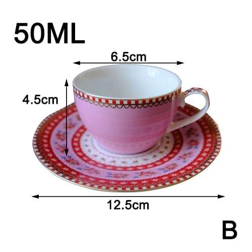Bone China Coffee Cup Sets Colorful Flower Ceramic Tea Cups And Saucers British Office Teacup Porcelain Nice Gift