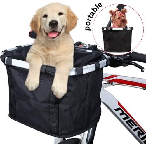 Pet Bike Basket Front Removable Waterproof Quick-release Cycling Dog Cat Carrier Collapsible Bicycle Handlebar Carrier Frame Bag