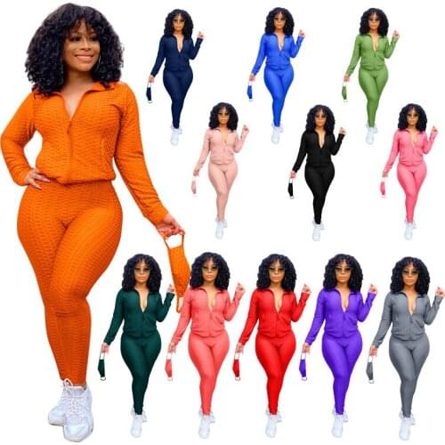 Zipper Sweater Two-piece Yoga Pants Sports Suit with Mask Women Solid Sweatpants Set Jogger Outfit Drop Shipping