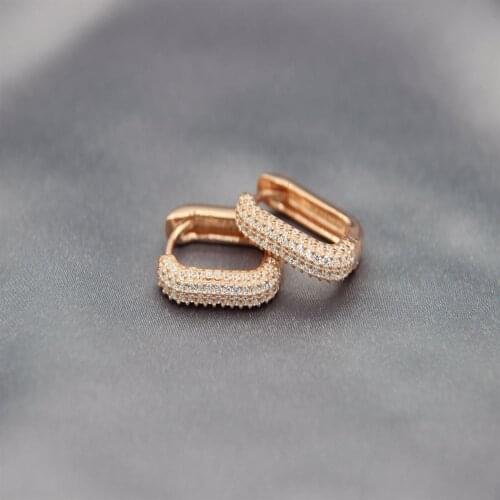 White Stone Square Earrings