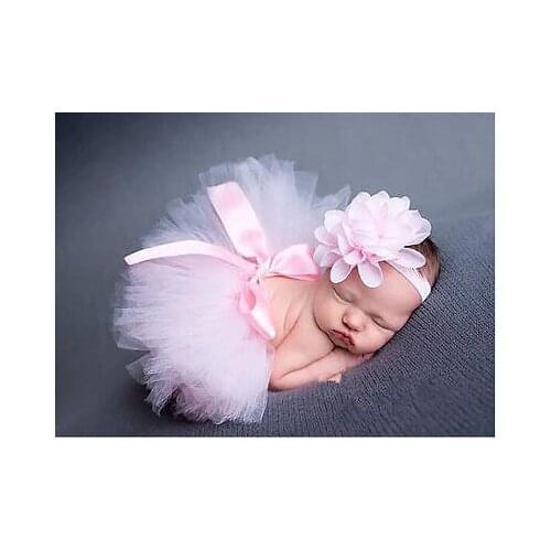 Newborn Baby Girls Cute Beautiful Dress Pink Headdress flower Tutu Clothes Dresses Photo Prop Outfits