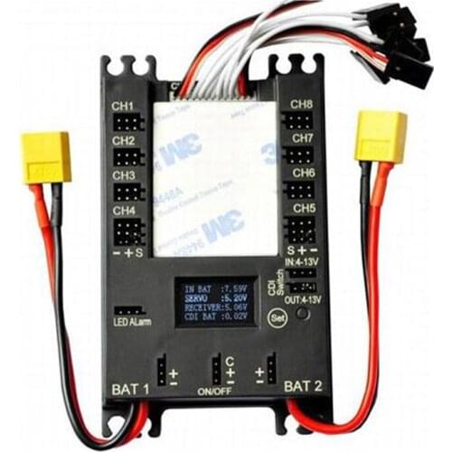 Mini servo distribution board with LED display / BEC / voltage alarm CDI remote flameout switch RC fixed-wing drone parts