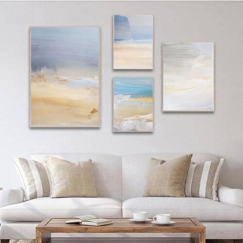 Minimalist Wall Art Canvas Painting Modern Abstract Blue Grey Nordic Texture Posters and Prints For Living Roonm Home Decoration