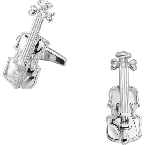 Fashion Mens shirts Cufflinks high-quality copper material Silvery violin Cufflinks 5 pairs of packaging for sale