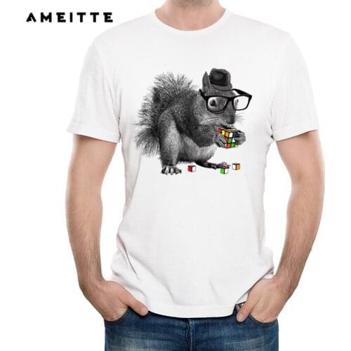 New Arrivals 2019 Fashion Hipster Squirrel T-Shirt Mens Customied Animal Printed T Shirt Summer High Quality Male Tops Tees