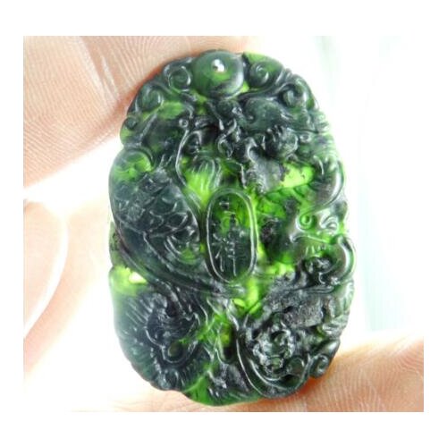 Natural stone aventurine Quartz Crystal Chinese hand-carved Dragon and Phoenix pendant for diy Jewelry making necklace A65