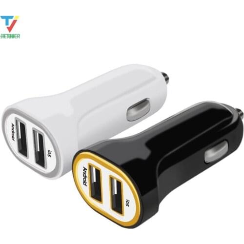 New 5V 2.1A Dual 2 Port USB Mini Bullet Car Charger Adapter for Phone Car Accessories 100pcs/lot