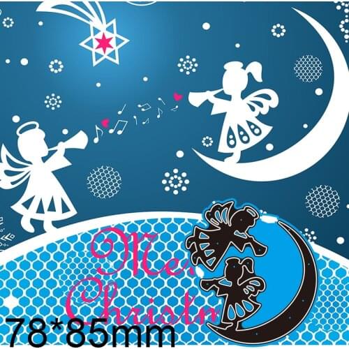 New Metal Cutting Dies Scrapbooking Angel Standing on the Moon DIY Album Paper Craft Embossing Stencil Decoration 78*85mm