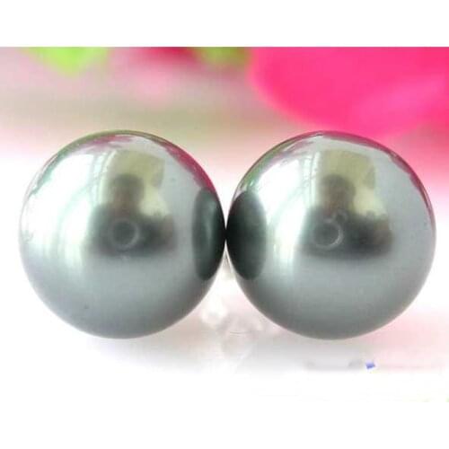 New Arrival Favorite Natural Pearl Earring 12mm Round Black South Sea Shell Pearl Silver Stud Earring Perfect Fine Women Gift