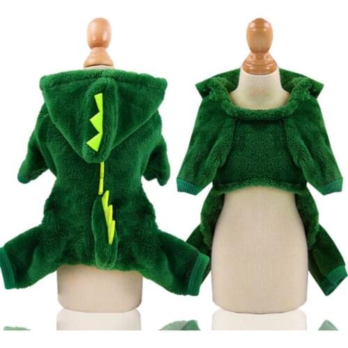 Dog Clothes Coral Fleece Dog Dinosaur Transformed Into Pet Clothes Autumn and Winter Warm Four-legged Cat Dog Coat Pet Clothes