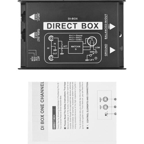 Professional DIRECT BOX Single Channel Passive DI-Box Direct Injection Box Balanced & Unbalance Signal Converter