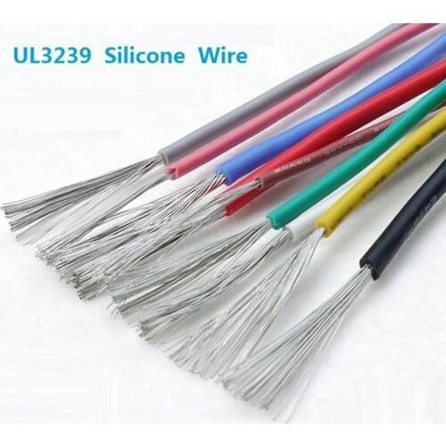 UL3239 Silicone Rubber Wire 22AWG Flexible Insulated Soft Electron Lamp Cable Line Tinned Copper -3/5/10Meter