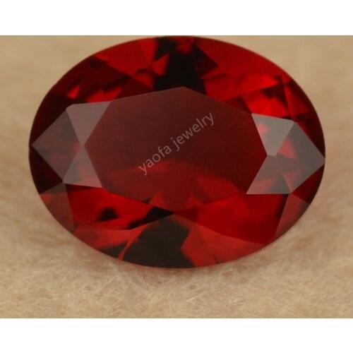 Sale 2x3~15x20mm 5A Dark Red Garnet Color Oval Shape Brilliant Cut Glass Stone Beads Loose Glass Lab Created Gems For Jewelry