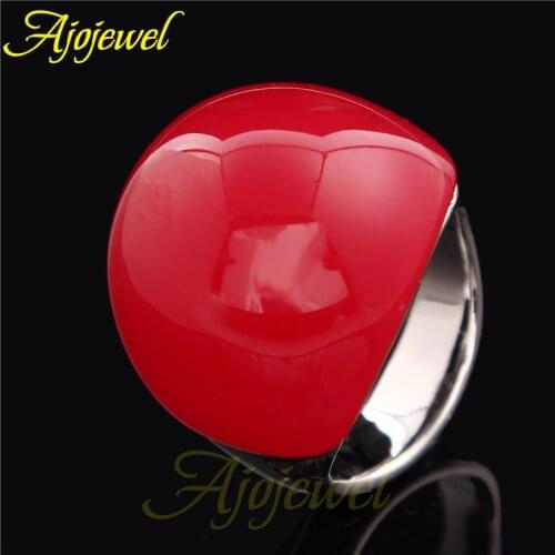 Size 7-10 Big Red Semi-Precious Stone Ring for Female opal Anillos Accessories High Quality