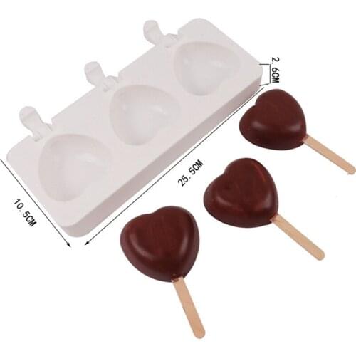 3 Cell Silicone Mould Ice Cream Mold Love Heart Shape Homemade DIY Bakery Chocolate Cake Tool Pastry Tools Kitchen Accessories