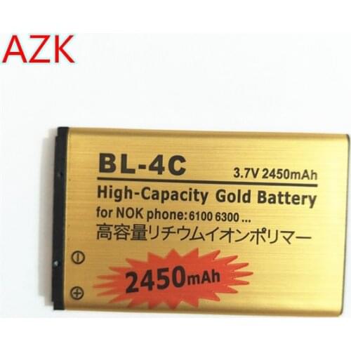 AZK High Capacity Replacement BL-4C Gold Li-ion Battery Rechargable For Nokia BL 4C C2-05 2220 6100 6300 6136 6102i 6170 6260