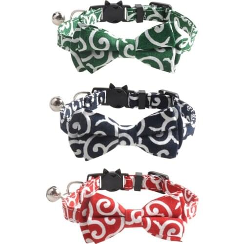 Dog Collar Fashion Pattern Bow & Bell Vitality Button Collar Photo Props Party Decoration 3 Color