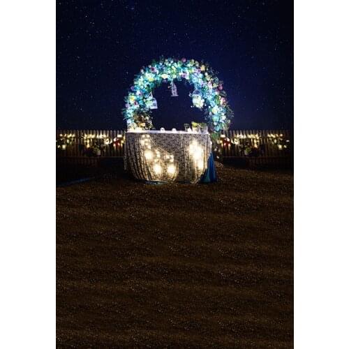 Night wedding party background photo fabric flowers arcing door photography backdrops for photo Studio props photocall CM-7246