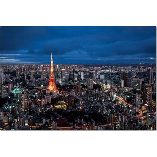 Tokyo Japan Cityscape Wallpaper Wall Art Posters Canvas Cloth Fabric Print Painting for Home Decor Picture