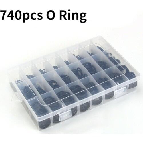 740PCS NBR Rubber Ring O-Ring Gaskets Assorted Size Kit for Automotive Air Conditioning Seal Car Gasket Thickness 1.5mm 2.4mm